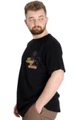 Mode XL Büyük Beden Erkek T-shirt BEST SCORE 23134 Siyah thumbnail 2