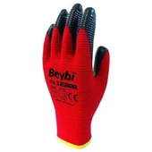 Beybi Zebra Nitril Kaplama Örme Eldiven Kırmızı İşçi Eldiveni (15 Çift) - 4