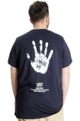 Mode XL Büyük Beden Erkek T-shirt LOST 23129 Lacivert thumbnail 2