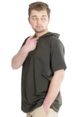 Mode XL Büyük Beden Erkek T-shirt Kapşonlu Kısa Kol 23118 Haki thumbnail 2