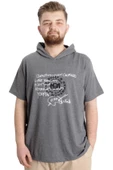 Mode XL Büyük Beden Erkek T-shirt Kapşonlu MUHAMMAD 23120 Antramelanj thumbnail 1