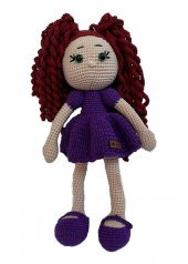 Amigurumi Organik Oyuncak-Uyku Arkadaşı -Örme Mor Bebek - 1