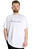 Mode XL Büyük Beden Erkek T-shirt MUHAMMED ALI 23160 Beyaz - 1