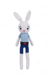 Amigurumi Organik Oyuncak-Uyku Arkadaşı Tavşan-Örme Mavi Tavşan - 1
