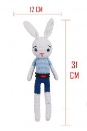 Amigurumi Organik Oyuncak-Uyku Arkadaşı Tavşan-Örme Mavi Tavşan - 3