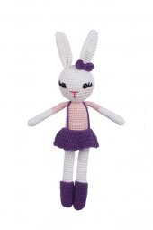 Amigurumi Organik Oyuncak-Uyku Arkadaşı Tavşan-Örme Mor Tavşan - 1