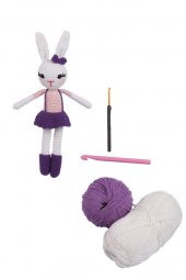 Amigurumi Organik Oyuncak-Uyku Arkadaşı Tavşan-Örme Mor Tavşan - 2