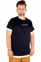 Mode XL Büyük Beden T-shirt BYaka Perfect Match 21156 Lacivert - 1