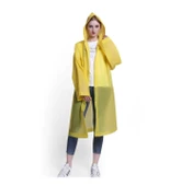 Sarı Kadın Erkek Yağmurluk Kapüşonlu Çıtçıtlı Eva Unisex Pratik Kapşonlu Yağmurluk XL Büyük Beden - 2