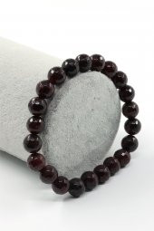 Granat-Lal Doğal Taş Bileklik 8 mm Fasetli Küre Kesim thumbnail 1