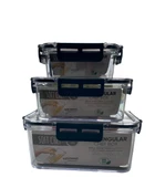 3'lü Set Dikdörtgen Kilitli Saklama Kabı - 1700 ML- 900 ML - 375 ML - 4