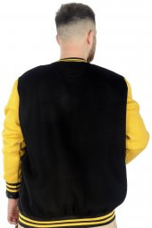 Mode XL Büyük Beden Erkek Kolej Mont Süper 22614 Hardal-Siyah thumbnail 3