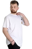 Mode XL Büyük Beden Erkek T-shirt BEST SCORE 23134 Beyaz thumbnail 3