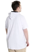 Mode XL Büyük Beden Erkek T-shirt Kapşonlu Kısa Kol 23118 Beyaz - 4