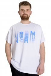 Mode XL Büyük Beden Erkek T-shirt  NORM 23147 Beyaz - 1