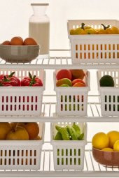 2li Beyaz Plastik Buzdolabı Düzenleyici & Organizer - 2