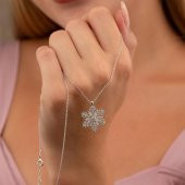 Gümüş Pazarım Rodyum Kaplama Baget Taşlı Kartanesi Gümüş Kolye - 2