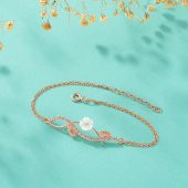 Gümüş Pazarım Manolya Çiçeği Kadın Rosegold Gümüş Bileklik - 1