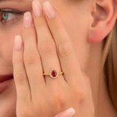 Gümüş Pazarım Altın Kaplama Damla Kesim Yakut Gümüş Yüzük - 2