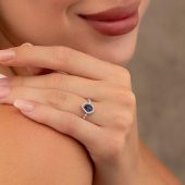 Gümüş Pazarım Damla Kesim Safir Gümüş Yüzük - 2