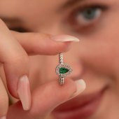 Gümüş Pazarım Damla Kesim Zümrüt Gümüş Yüzük - 1
