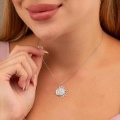 Gümüş Pazarım Ay ve Güneş Motifli Gümüş Kolye - 1