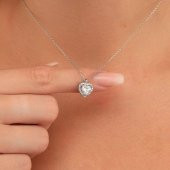 Gümüş Pazarım Rodyum Kaplama Kalp Gümüş Kolye - 2