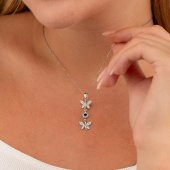 Gümüş Pazarım Safir Taşlı Kelebek Motifli Gümüş Set - 2
