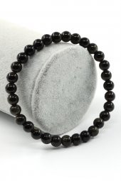 Obsidyen Doğal Taş Bileklik 6 mm Küre Kesim - 1