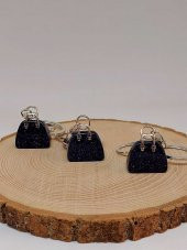 Çanta Şekilli Lacivert Yıldız Taşı AnahtarlıkKolye Ucu - 1