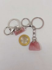 Çanta Şekilli Pembe Kuvars Taşı AnahtarlıkKolye Ucu - 3