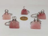 Çanta Şekilli Pembe Kuvars Taşı AnahtarlıkKolye Ucu - 5