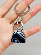 Çanta Şekilli Siyah Akik Taşı AnahtarlıkKolye Ucu - 2