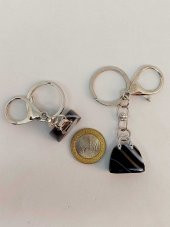 Çanta Şekilli Siyah Akik Taşı AnahtarlıkKolye Ucu - 4