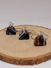 Çanta Şekilli Siyah Akik Taşı AnahtarlıkKolye Ucu - 5