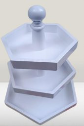 Hobi Adn 90248 Dekoratif Sunumluk Kuruyemişlik MDF Parlak Beyaz MODEL El Yapım - 4