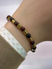 Doğal Taş Unisex Azurit,Hematit, Taşı Doğaltaş Bileklik - 1