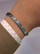 3.Lü Unisex Hermes-Hematit Ok Seri Spor Yeni Tasarım Makrome Örgülü Ayarlanabilir Bileklik - 4