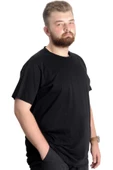 Mode XL Büyük Beden Erkek T-Shirt Flam Yaka Basic 20035 Siyah - 3