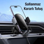 Baseus Led Işıklı Super Araç Şarjı Otomatik Kilitleme Kablosuz 15W Araç Şarjı Araç Telefon Tutucu - 2