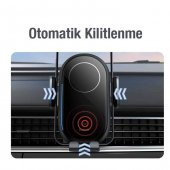 Baseus Led Işıklı Super Araç Şarjı Otomatik Kilitleme Kablosuz 15W Araç Şarjı Araç Telefon Tutucu - 5