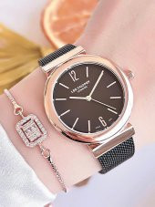 BLKT.2.717 Lee Cooper Elite Seri Çelik Kordonlu 3 Atm Suya Dayanıklı Kadın Kol Saati+Bileklik thumbnail 1