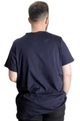 Mode XL Büyük Beden Erkek T-Shirt Flam Yaka Basic 20035 Lacivert thumbnail 4