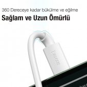 Baseus Süper Şarj 1 Metre USB to İphone Şarj Kablo İphone 11 12 13 14 Pro Max Şarj Kablosu - 5