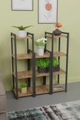 Metal Dekoratif Çok Amaçlı Raf 11 Raflı Banyo Mutfak Rafı Çiçeklik Organizer Atlantik Çam - 3