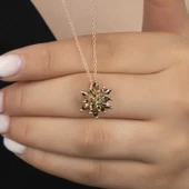 Gümüş Rose 4 Katman Lotus Çiçeği Kadın Kolye SL5468 thumbnail 3