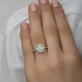 Gümüş Beyaz Oval Taşlı Kadın Yüzük  SL5469 thumbnail 6