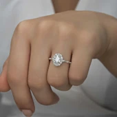 Gümüş Beyaz Oval Taşlı Kadın Yüzük  SL5469 thumbnail 8