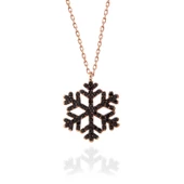 Gümüş Rose Siyah Taşlı Kar Tanesi Kadın Kolye SL5277 thumbnail 3