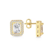 Gümüş Gold Beyaz Baget Taşlı Çivili Kadın Küpe SL5479 thumbnail 1